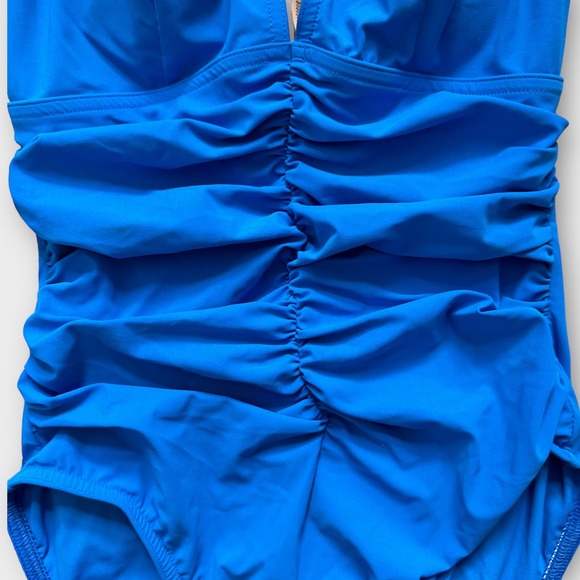 Elegant Blue Women's One Piece Swimsuit - Picture 3 of 10